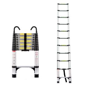 10.5ft (about 3.2m) retractable ladder, multi-functional foldable ladder, with hook, aluminum retractable ladder, suitable for daily use of RV, a