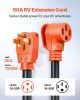 VEVOR 100 FT RV Extension Cord, 50 Amp, 125V 7500W Heavy Duty STW 6/3 + 8/1 Gauge Wire, NEMA 14-50P Male NEMA 14-50R Female Plug, with LED Indicator