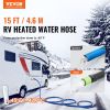 VEVOR 15ft Heated Water Hose for RV, Heated Drinking Water Hose Antifreeze to -45 Fahrenheit , Automatic Self-regulating