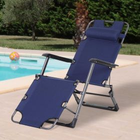 Folding Chaise Lounge Chair for Outside (Option: Navy-970x150x670 mm)